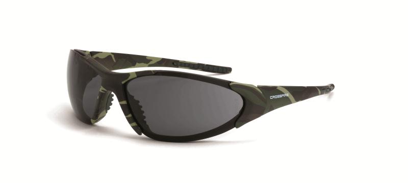Crossfire Safety Eyewear Core 18171 Smoke Lens Military Green Camo Frame
